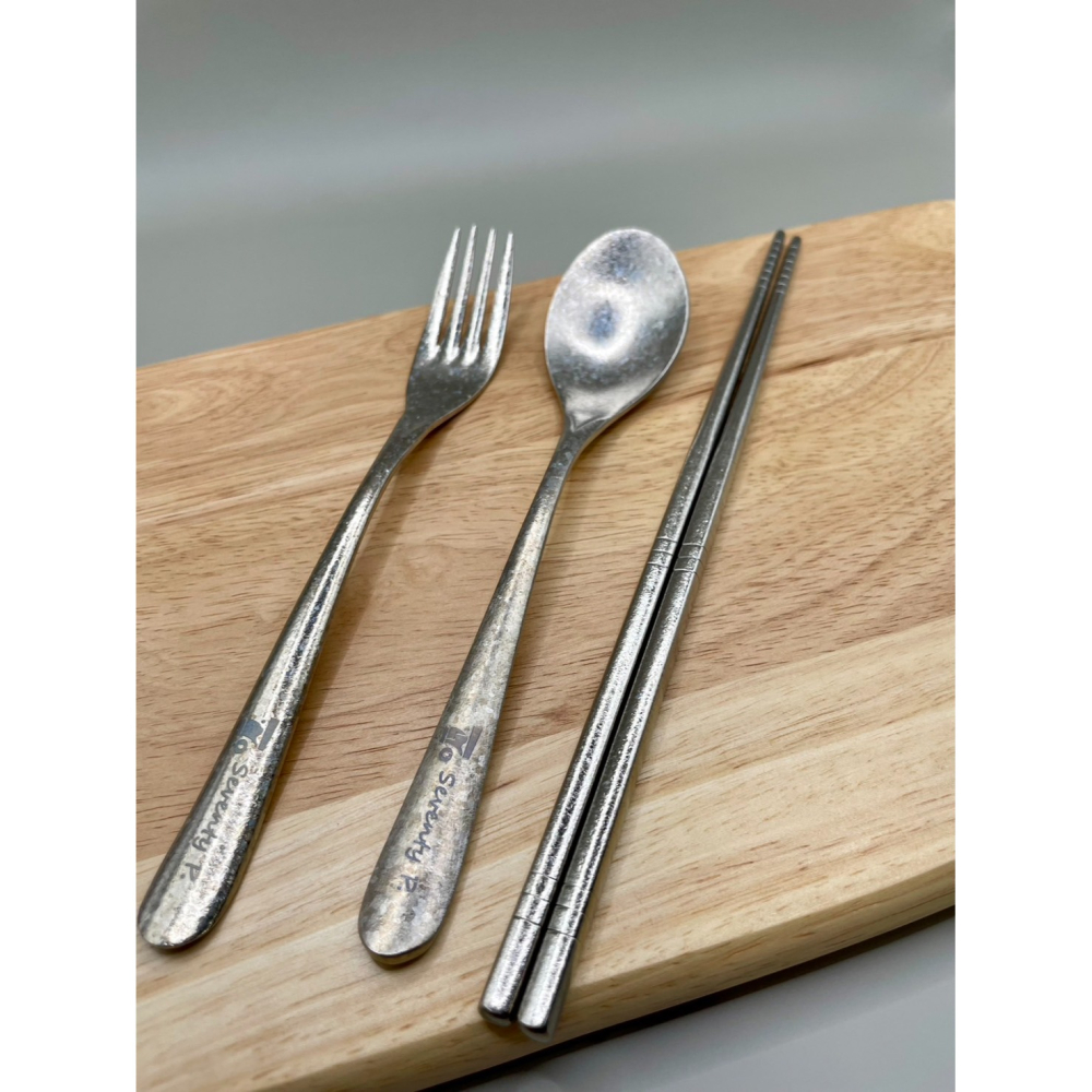 Seventy P.黑色豎立棉麻袋餐具組 餐具 餐具袋 露營 野餐用品 環保餐具 筷子 湯匙 叉子 中式 廚具 鈦餐具-細節圖4