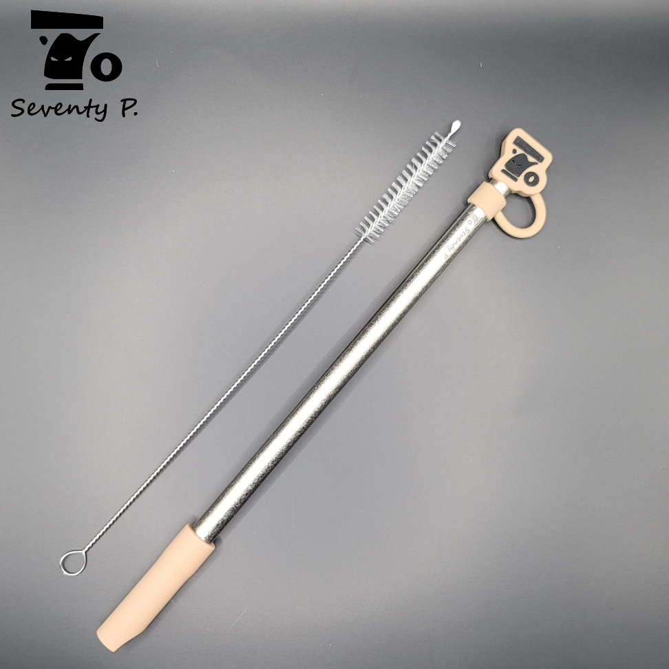 Seventy P. 純鈦吸管組 彈跳矽膠 造型吸管塞 吸管刷 珍珠奶茶吸管 咖啡用吸管 飲料用吸管 隨身吸管組 耐酸鹼-規格圖4