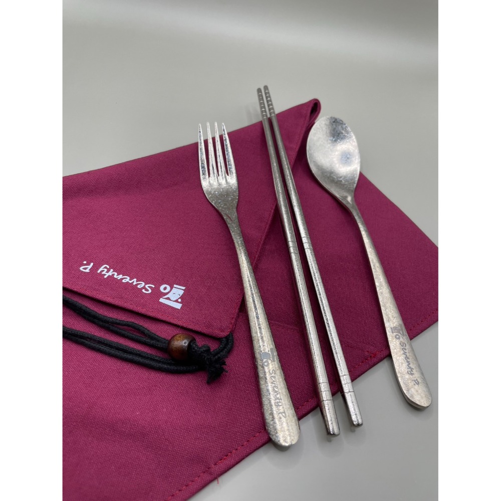 Seventy P.純鈦餐具組 雙層帆布收納袋 環保餐具 純鈦筷子 純鈦湯匙 純鈦叉子 登山露營 中式 西式 野餐-規格圖5