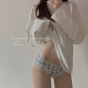 ❤️‍🔥🌶辣個眼睛-日系少女格子蕾絲邊棉內褲女士中低腰全棉襠透氣提臀三角褲042-規格圖8