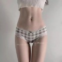 ❤️‍🔥🌶辣個眼睛-日系少女格子蕾絲邊棉內褲女士中低腰全棉襠透氣提臀三角褲042-規格圖8