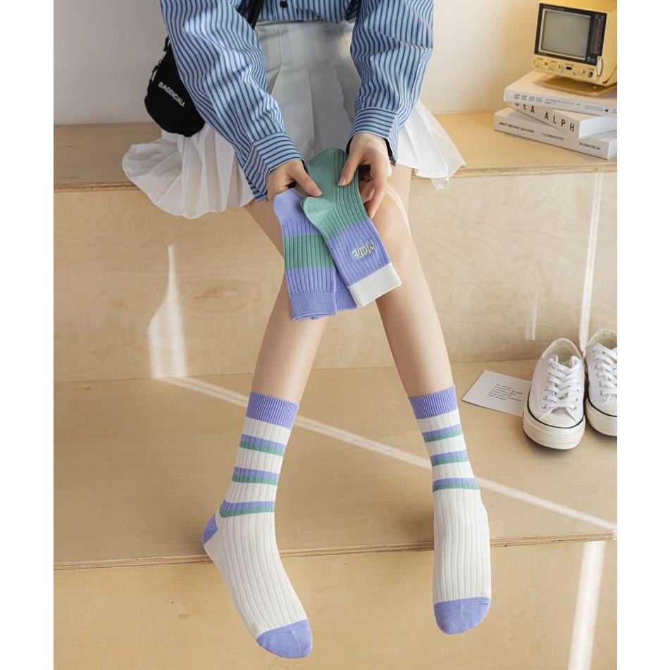 🌸春夏新款竹棉透氣刺繡薄款中筒襪子女🌸潮流必備 街頭質感-細節圖6