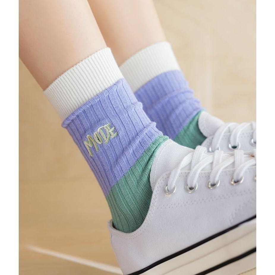 🌸春夏新款竹棉透氣刺繡薄款中筒襪子女🌸潮流必備 街頭質感-細節圖8