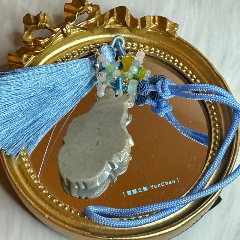 雲塵之飾·萌物販賣部 臺灣賣家 快速出貨 🚚 現貨 海洋石 海洋碧玉 小金魚 大眼金魚 天然 礦石 水晶 手把繩 設計款-細節圖4