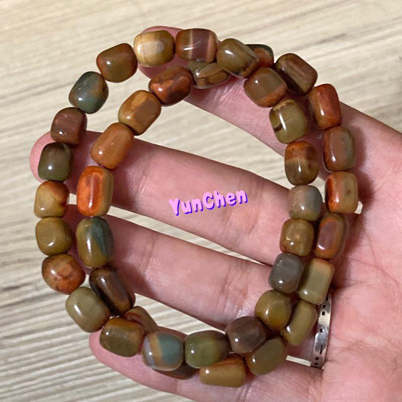 雲塵之飾·珠寶殿 現貨 快速出貨 🚚 臺灣出貨 阿拉善 戈壁瑪瑙 老料 隨型珠 素串 手串 焦糖色 老礦料 虎皮色-細節圖5