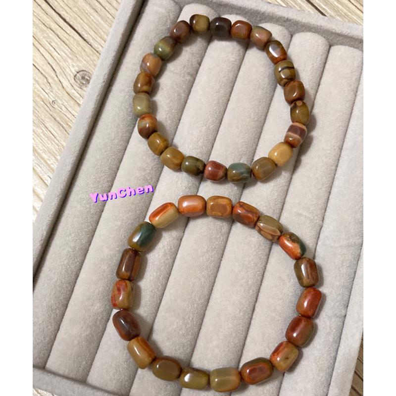 雲塵之飾·珠寶殿 現貨 快速出貨 🚚 臺灣出貨 阿拉善 戈壁瑪瑙 老料 隨型珠 素串 手串 焦糖色 老礦料 虎皮色-細節圖8