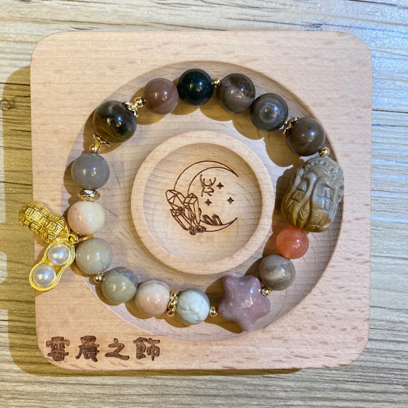 雲晨之飾·花晶靈【老料星星象神】現貨 台灣出貨 象神 俏色 鹽源瑪瑙 阿拉善 老料 奶昔 馬卡龍 花生 沙金 好事發生-細節圖2