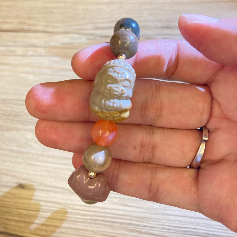 雲晨之飾·花晶靈【老料星星象神】現貨 台灣出貨 象神 俏色 鹽源瑪瑙 阿拉善 老料 奶昔 馬卡龍 花生 沙金 好事發生-細節圖5