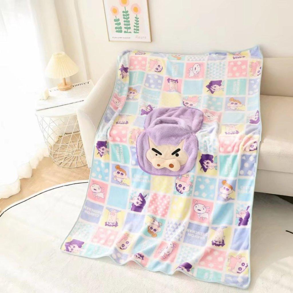 【Mate_Shop】蠟筆小新手提抱枕+毛毯 二合一 法蘭絨靠墊 汽車 兩用 小孩 兒童 禮物 毯子 抱枕毯現貨 小新-細節圖4