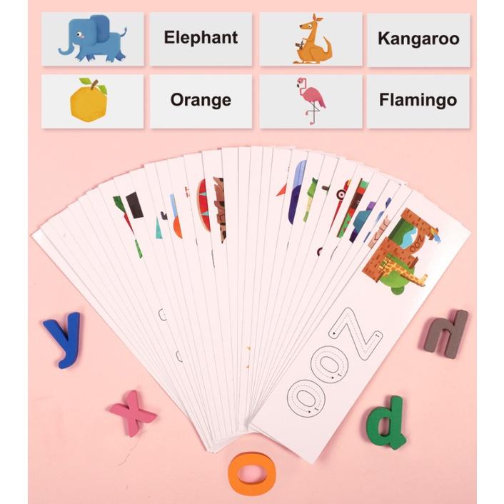 【Mate_Shop】高階加強英文木質拼圖智力玩具兒童節禮物學習教育早教家教素材 兒童英語學習教材現貨 批發-細節圖3