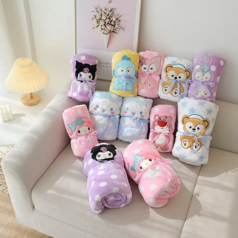 【Mate_Shop】卡通法蘭絨午睡毯迪士尼三麗鷗星卡比米奇熊抱哥草莓熊三眼怪大眼仔毛怪史迪奇達菲禮物車用空調毯現貨預-細節圖4