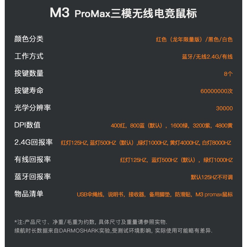 DARMOSHARK 達摩鯊 M3 PROMAX 無線電競滑鼠-細節圖2