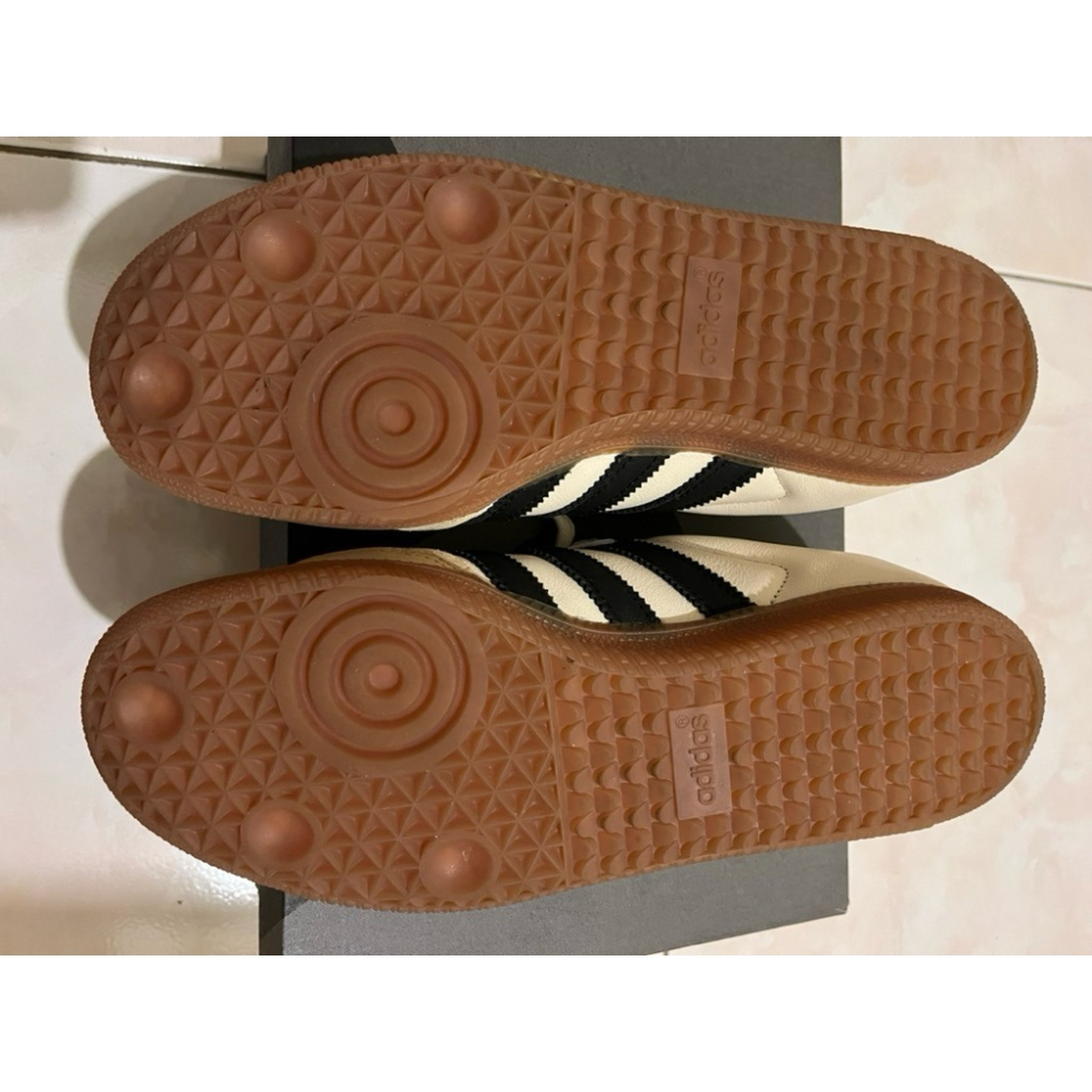 二手 adidas 愛迪達 SAMBA OG US8 JP250 運動休閒鞋 奶茶色 黑金 燙金 焦糖底 ID0478-細節圖5
