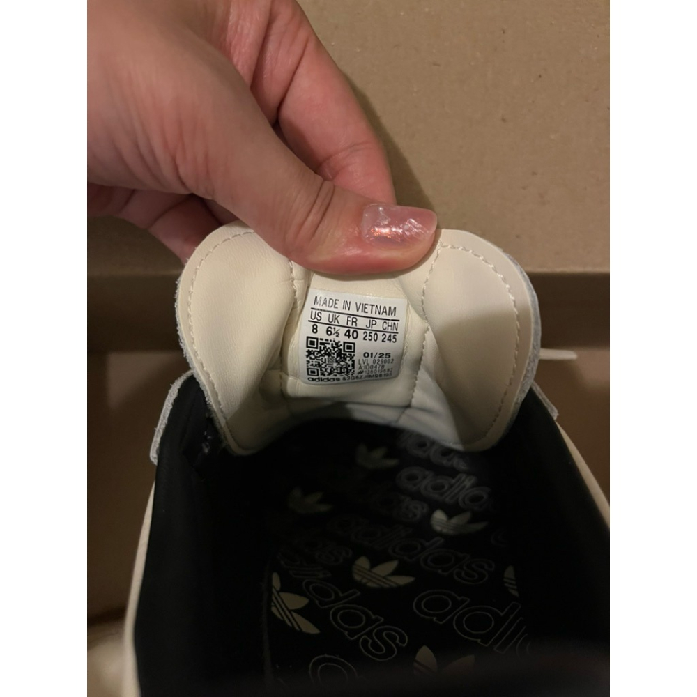 二手 adidas 愛迪達 SAMBA OG US8 JP250 運動休閒鞋 奶茶色 黑金 燙金 焦糖底 ID0478-細節圖6