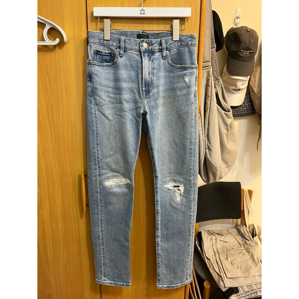 二手 UNIQLO UQ 男裝 Slim Fit 刷破牛仔褲 窄款 457581 28inch-細節圖3
