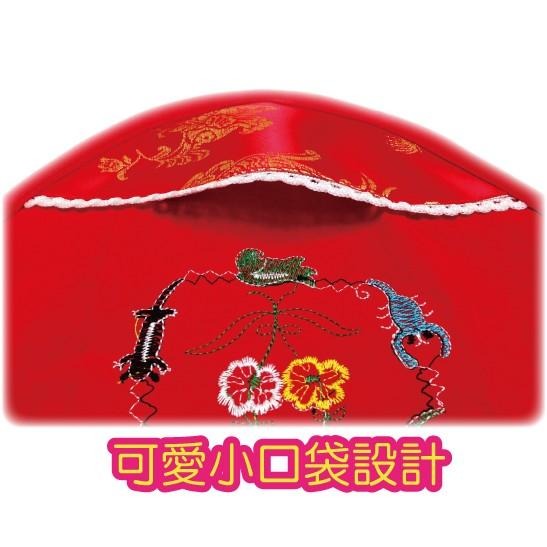 ☆【免運】抓周 抓週 寶貝蛋 新款 手工古典華麗款虎帽+五毒肚兜+手工虎頭鞋3件組合 獅子帽周歲服☆-細節圖4