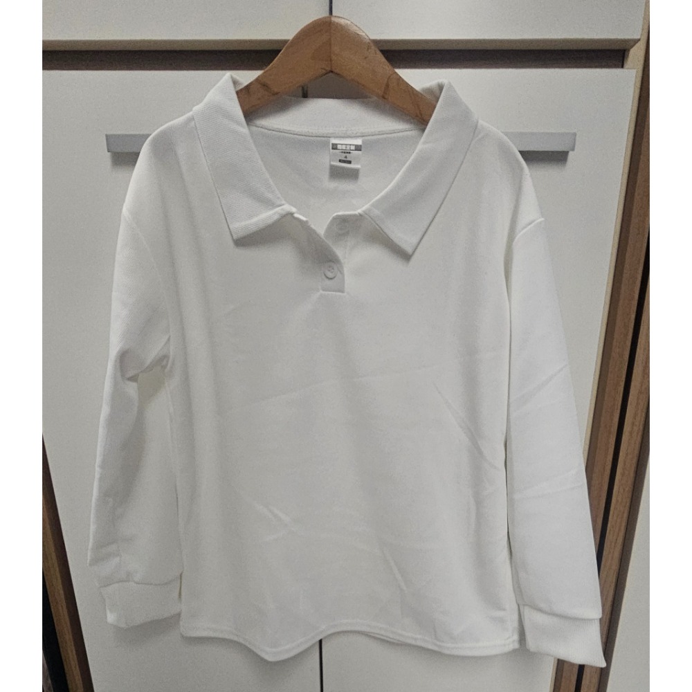 全新 兒童長袖白色POLO衫/兒童制服/兒童秋冬長袖白色POLO衫～140～男女可穿-細節圖4
