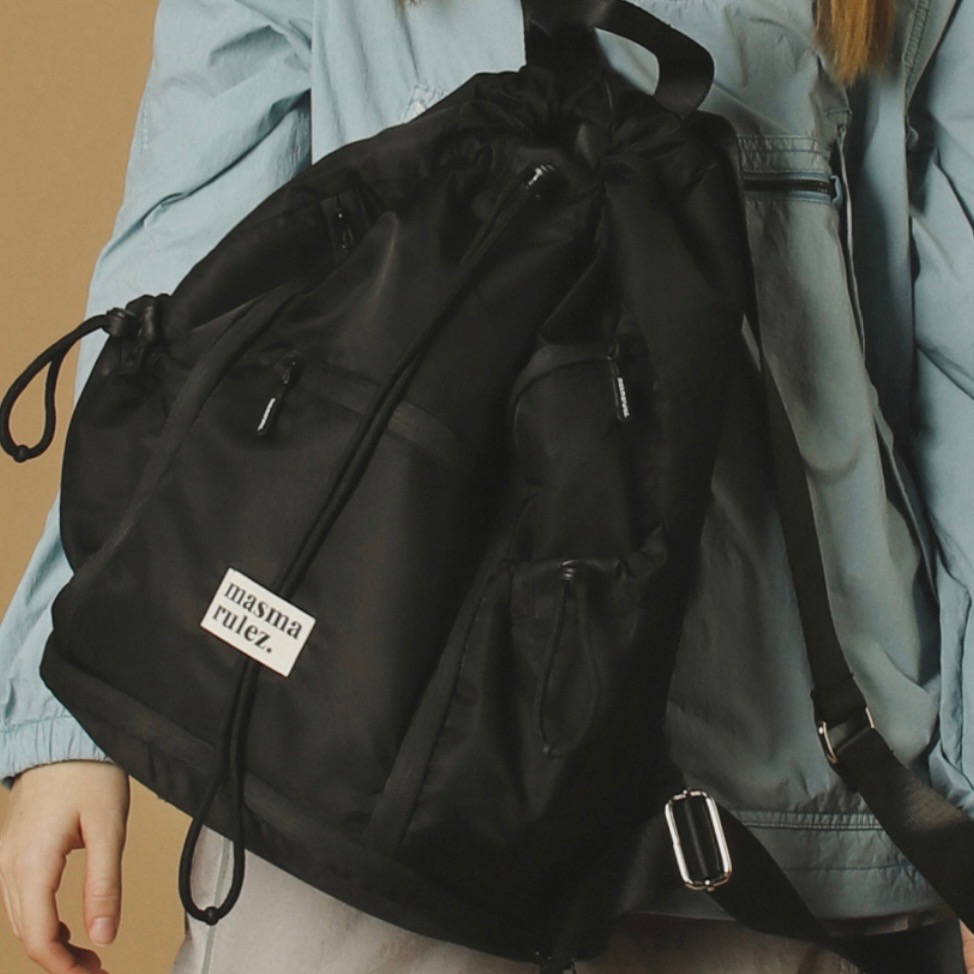 KeCom。Masmarulez Zipper string backpack 拉鏈抽繩後背包-細節圖2