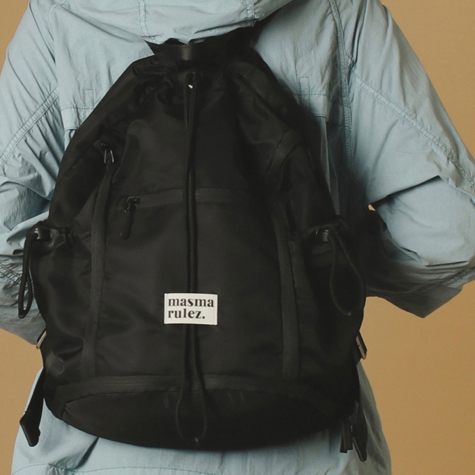 KeCom。Masmarulez Zipper string backpack 拉鏈抽繩後背包-細節圖3