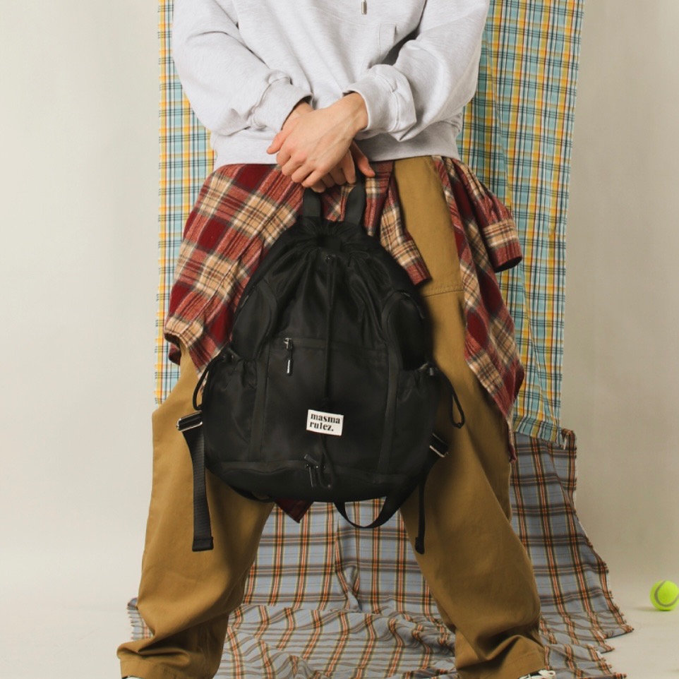 KeCom。Masmarulez Zipper string backpack 拉鏈抽繩後背包-細節圖5