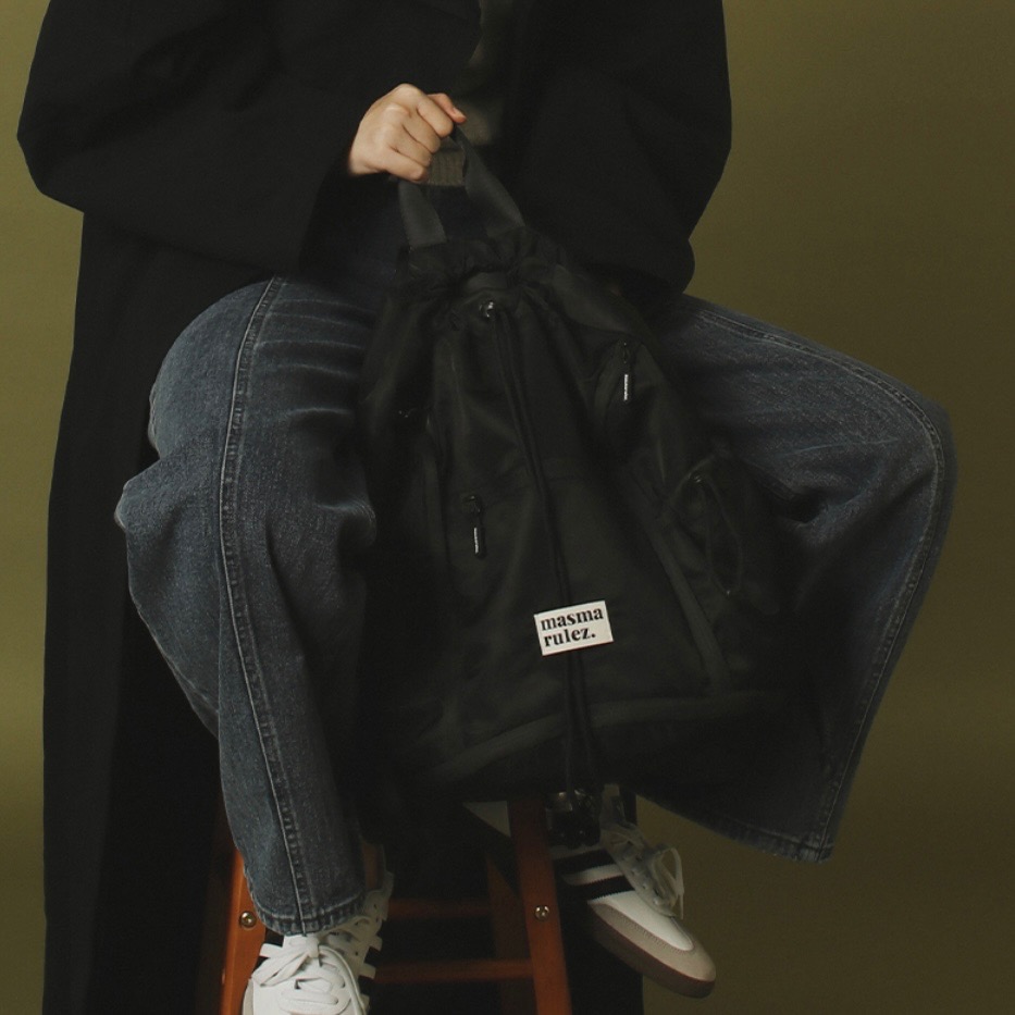 KeCom。Masmarulez Zipper string backpack 拉鏈抽繩後背包-細節圖7