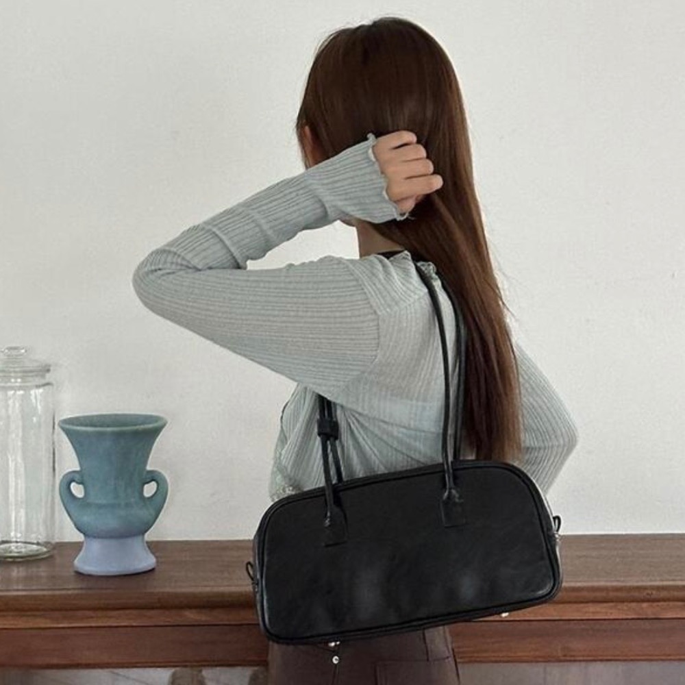 KeCom。Rubynatin 復古裂紋 亮皮 保齡球包 肩背包-細節圖2