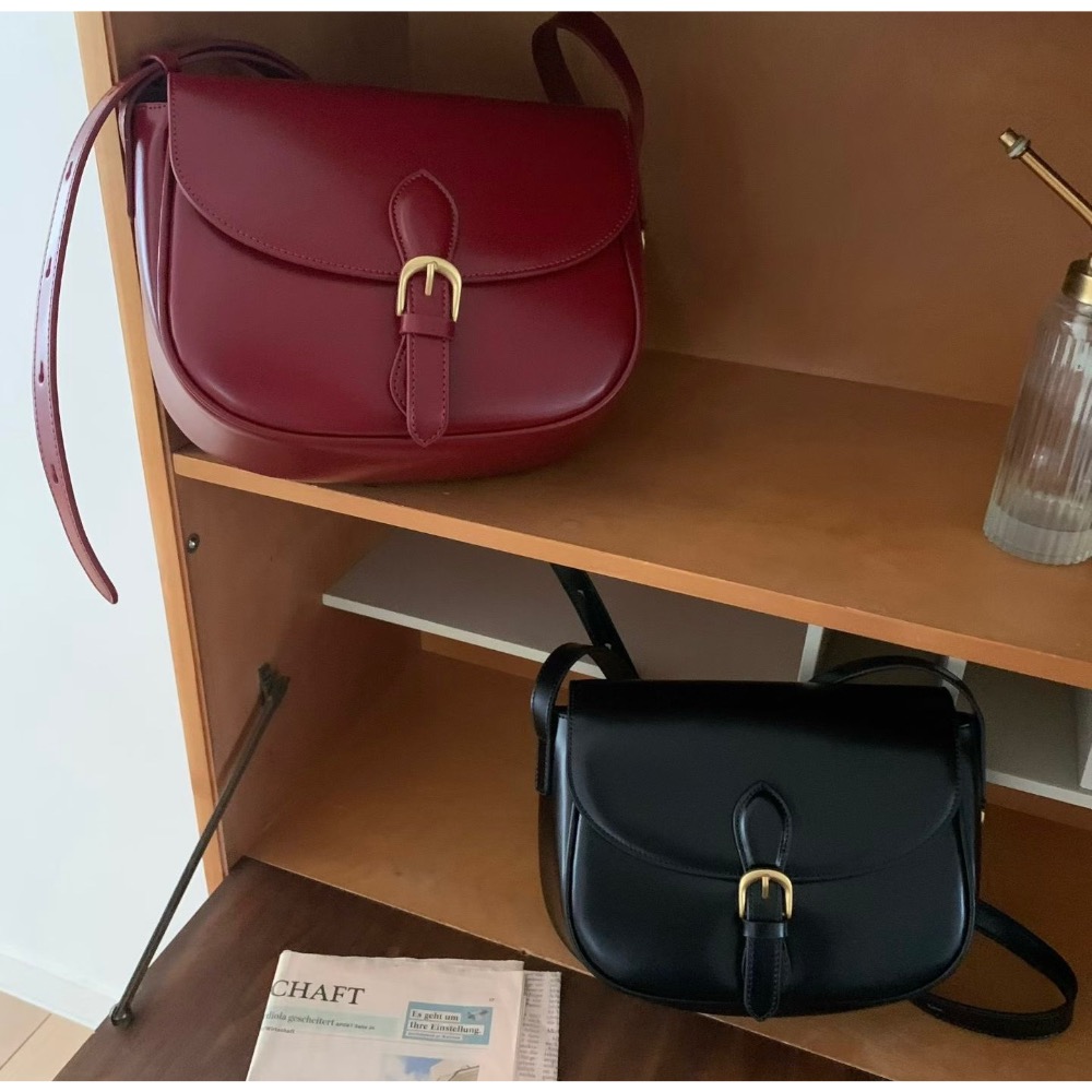 KeCom。LEONIE 真皮 馬鞍包 斜背包-細節圖4