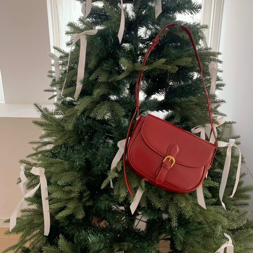 KeCom。LEONIE 真皮 馬鞍包 斜背包-細節圖5