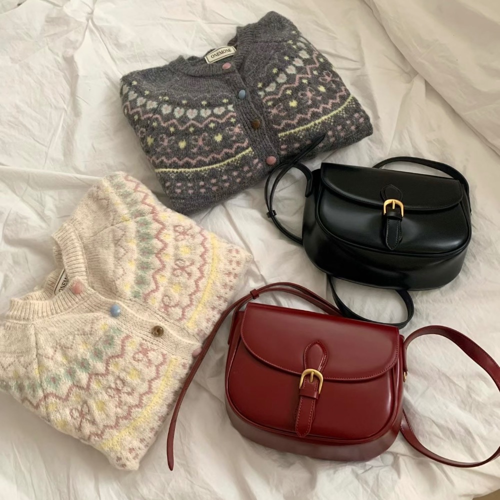 KeCom。LEONIE 真皮 馬鞍包 斜背包-細節圖6