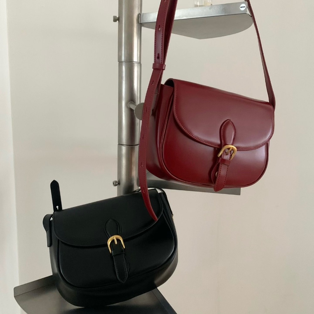 KeCom。LEONIE 真皮 馬鞍包 斜背包-細節圖7