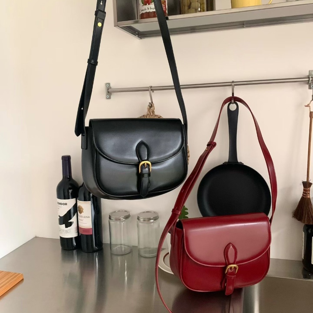 KeCom。LEONIE 真皮 馬鞍包 斜背包-細節圖8