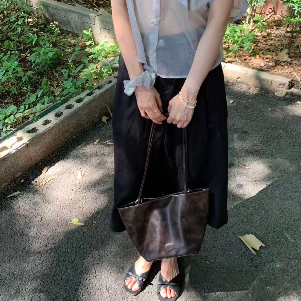 KeCom。LEONIE 復古油蠟感 大容量肩背包 通勤包 托特包-細節圖7
