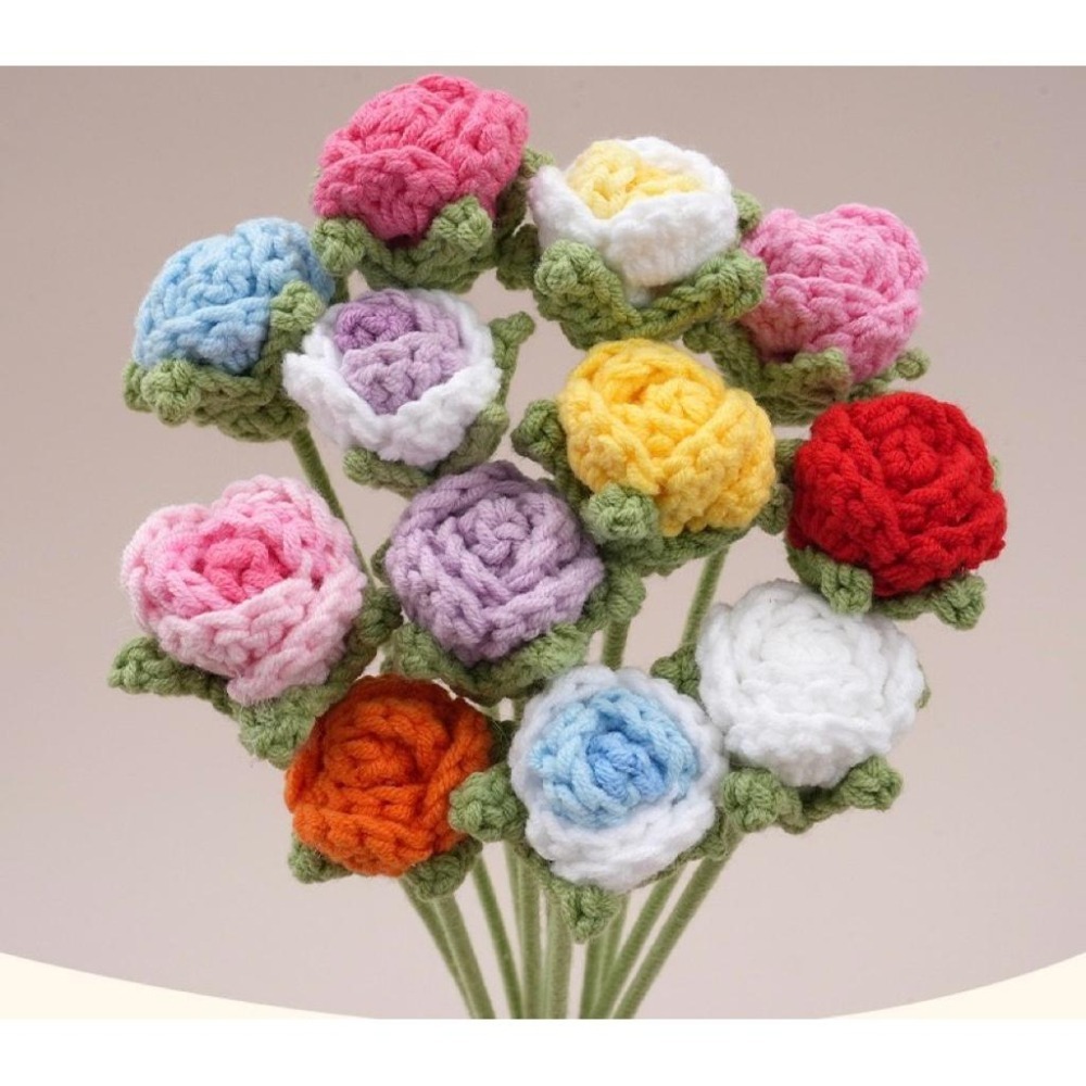 泡泡玫瑰編織花/仿真花/Diy手工花束/ 毛線花/ 七夕禮物/畢業禮物/生日禮物/教師節禮物 | A&E 手作坊-細節圖2