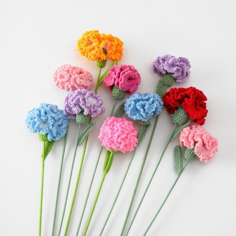 康乃馨 編織花/仿真花/母親節/Diy手工花束/ 毛線花/ 七夕禮物/生日禮物/教師節禮物 | A&E 手作坊-細節圖2
