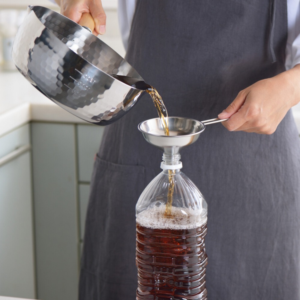 【YOSHIKAWA】日本製 不鏽鋼漏斗 附把手 18-8不鏽鋼 吉川-細節圖5