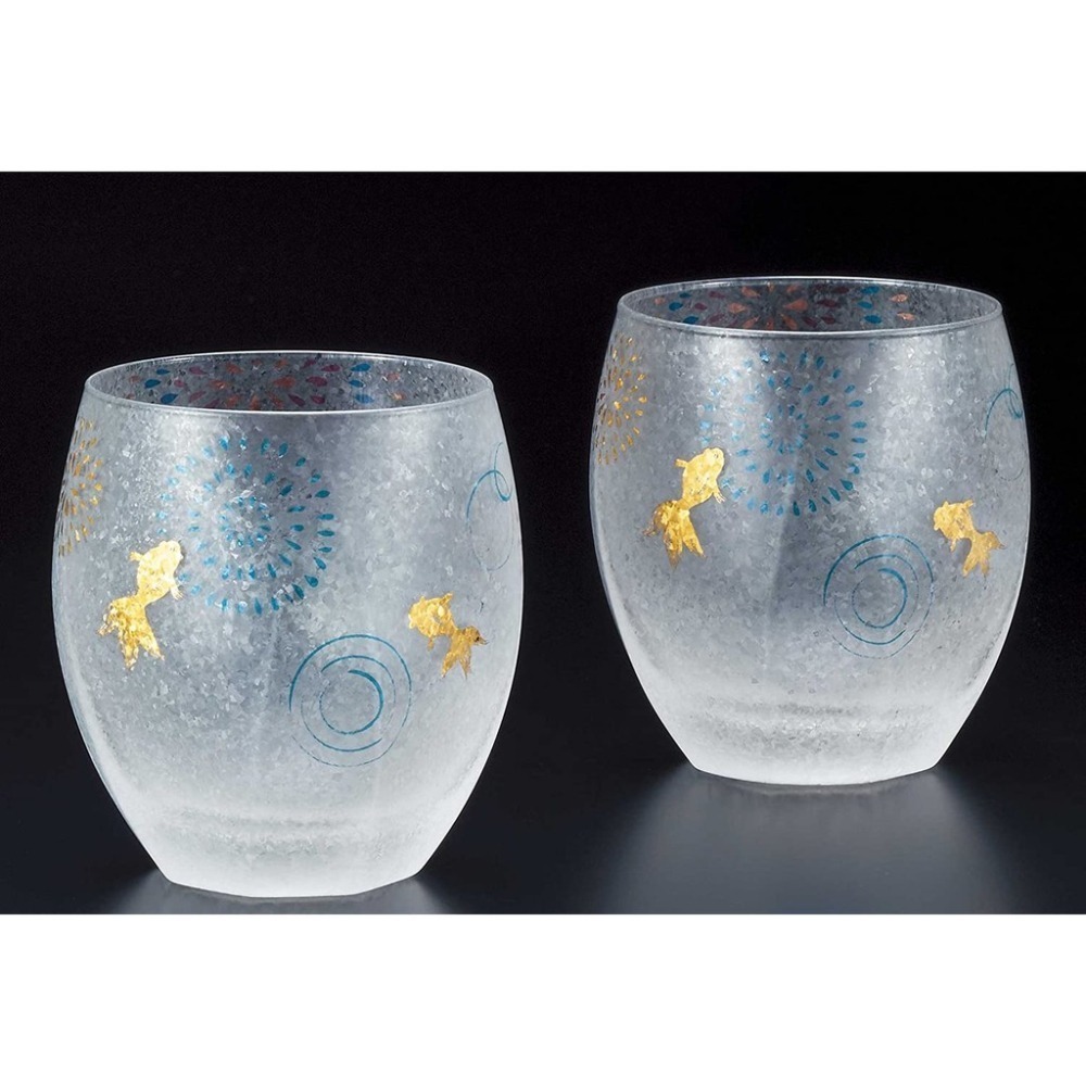 【Aderia】日本製 金魚花火禮盒 345ml 單入/2入 對杯 酒杯 水杯 玻璃杯-細節圖4