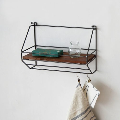 【Horn Please】黑鐵再生木牆面收納架 陳列架 工業風 調味罐架 毛巾架 居家裝飾 吊掛架-細節圖2