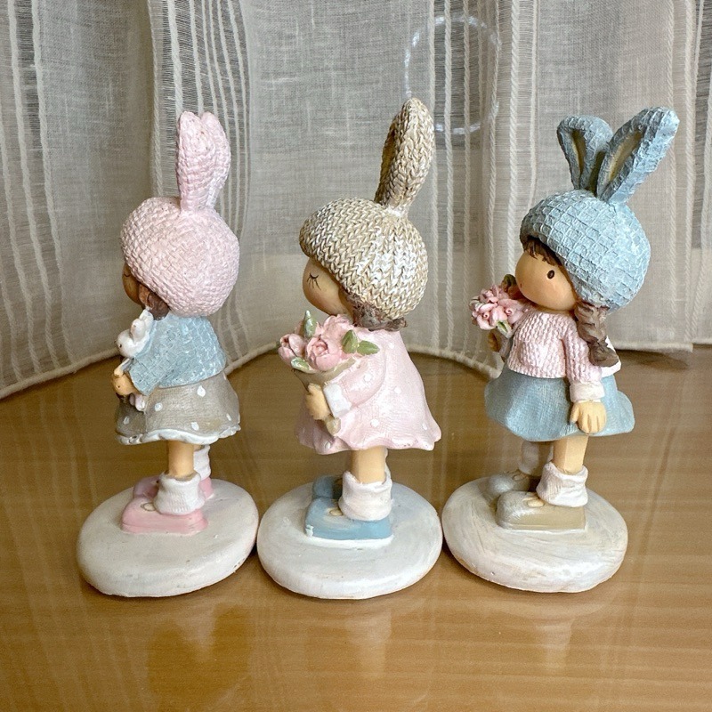 兔子毛帽女孩擺飾 模型 公仔-細節圖2