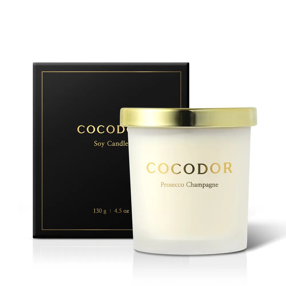 COCODOR 珂珂朵爾 大豆蠟燭 130g 氣泡香檳 旋轉燭罩 雪花 市內香氛蠟燭-細節圖3