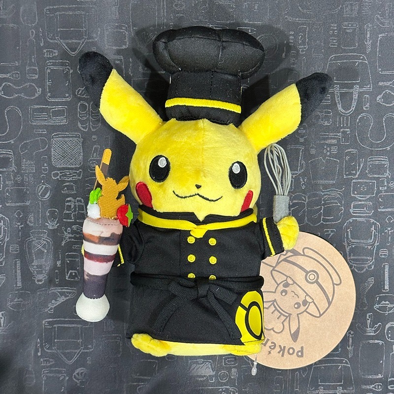 日本寶可夢咖啡 pokemon cafe pikachu sweets 限定皮卡丘娃娃 甜點師傅 糕點師傅 馬卡龍零錢包-規格圖7