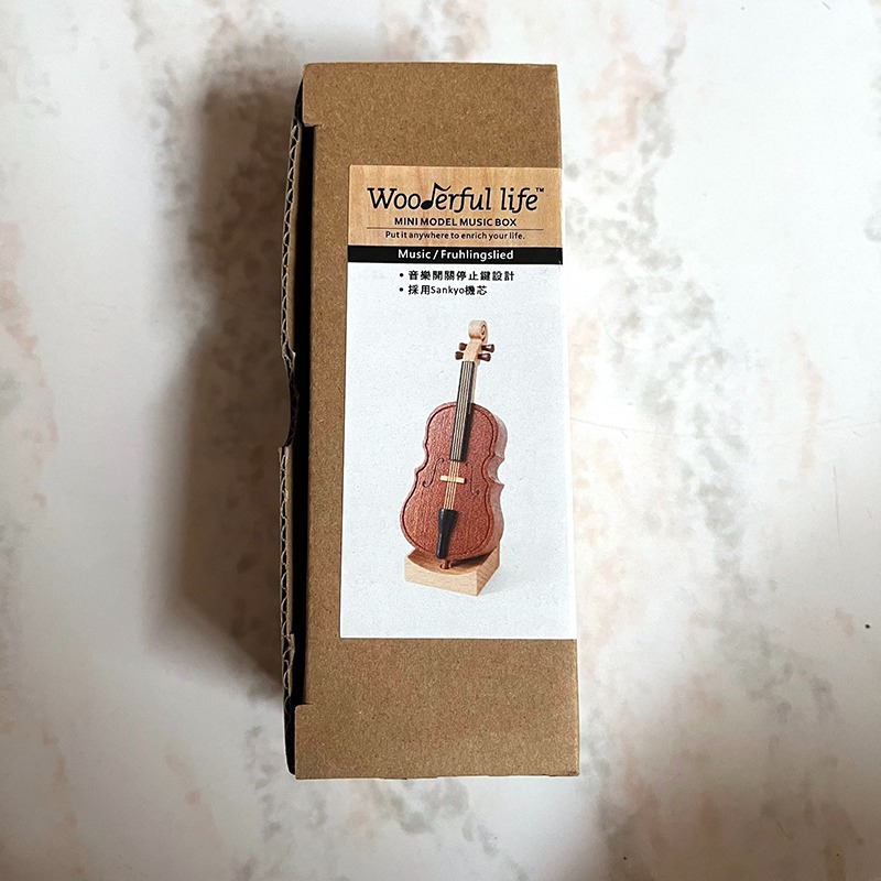 台灣知音文創 迷你造型音樂鈴 Wooderful life 靜態音樂盒 木製 大提琴 擺飾 1063803-細節圖2