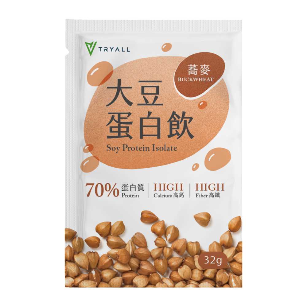 新品上市 TRYALL 高纖高鈣大豆蛋白 32g 隨手包 大豆分離蛋白 膳食纖維 紅藻鈣 天然酵母-規格圖7