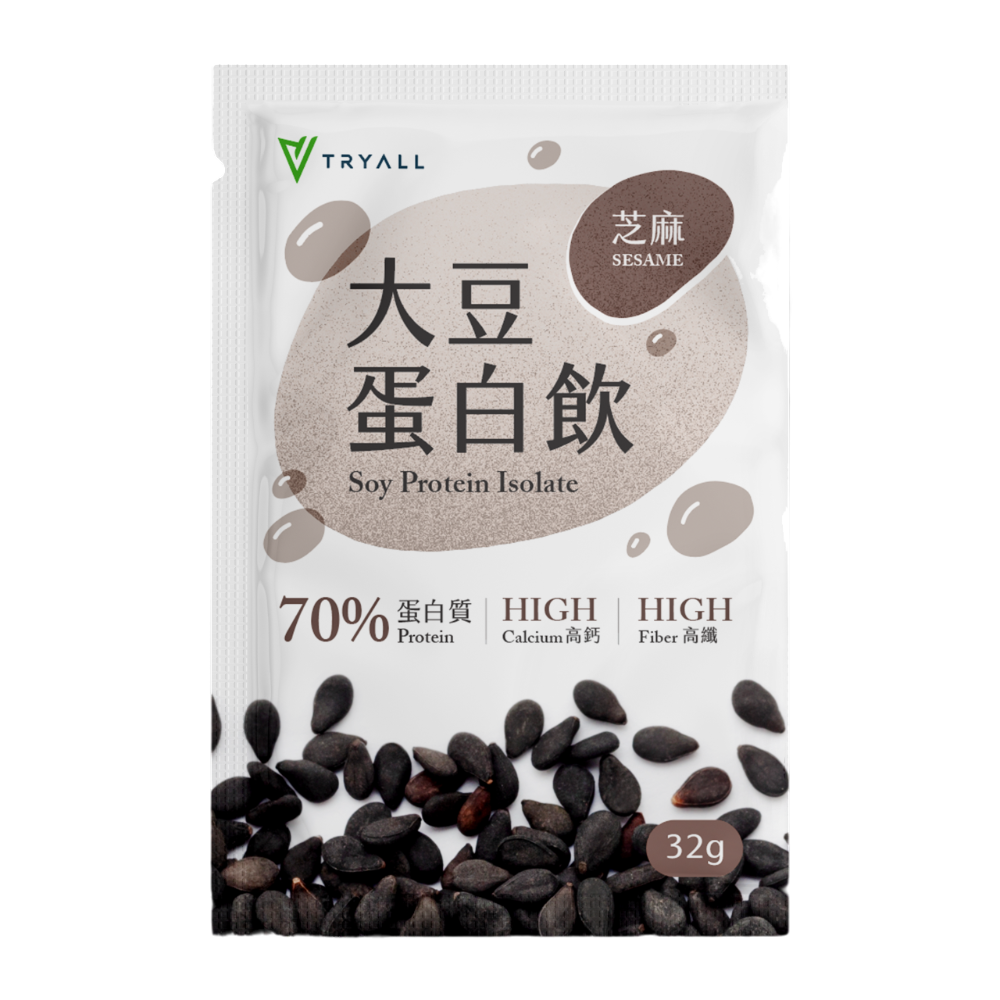 新品上市 TRYALL 高纖高鈣大豆蛋白 32g 隨手包 大豆分離蛋白 膳食纖維 紅藻鈣 天然酵母-規格圖7