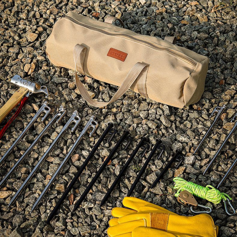 台灣現貨【大容量營釘工具包】營繩營釘包 多功能手提圓筒袋 加厚牛津布 耐磨耐刮 可裝營槌繩索 戶外露營裝備袋AB0001-細節圖9