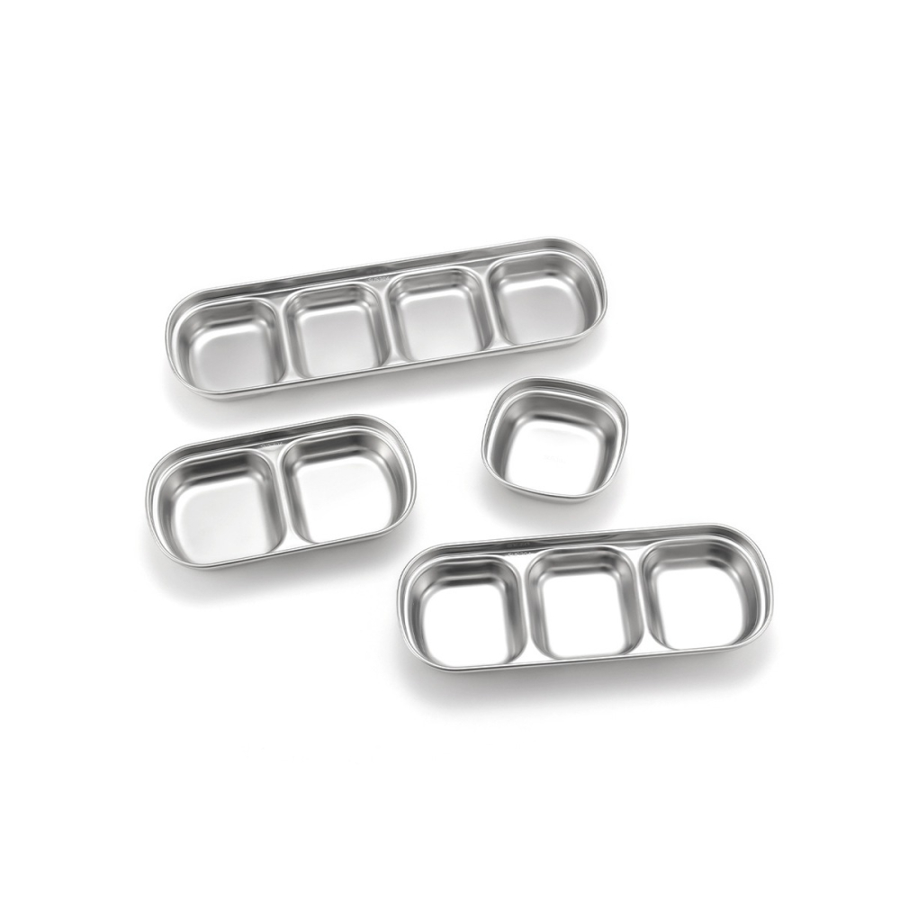 台灣現貨【戶外攜帶分隔醬料碟】韓式沾醬盤 304不鏽鋼 調味盤 分格醬料碟 露營餐具 醬油碟 蘸料碟 碟子BA0040-細節圖2