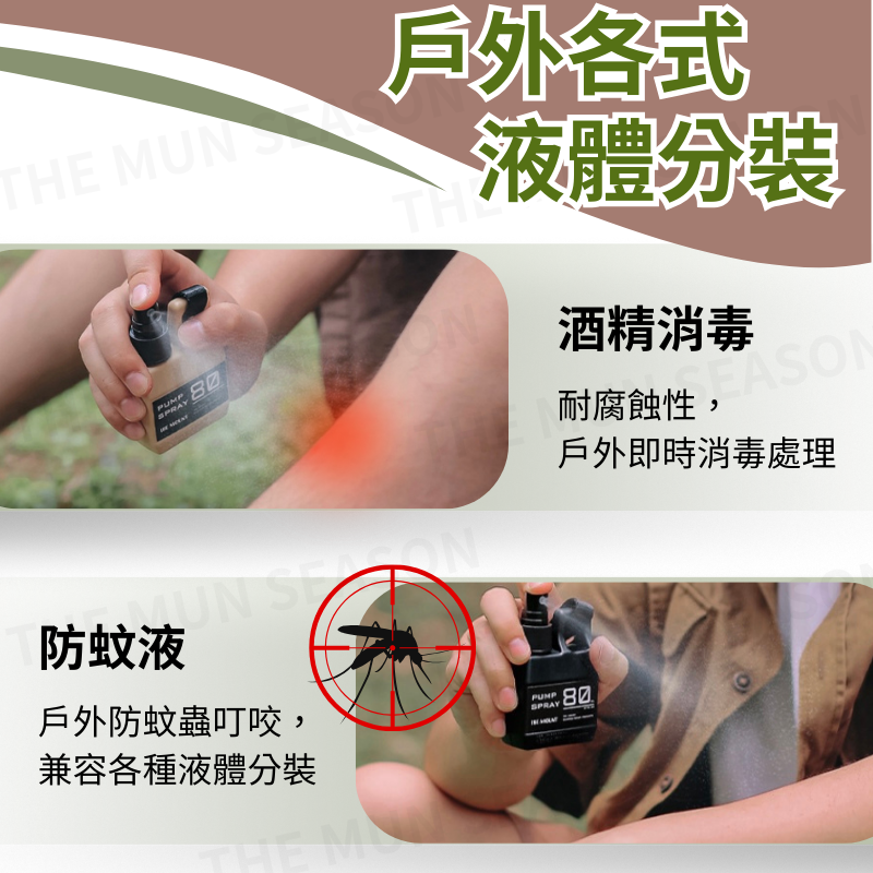 台灣現貨【便攜戰術噴霧瓶】露營戶外噴瓶✦酒精瓶✦液體瓶✦分裝瓶✦80ML✦按壓瓶✦戰術噴瓶✦外出消毒✦防蚊液BB0020-細節圖3