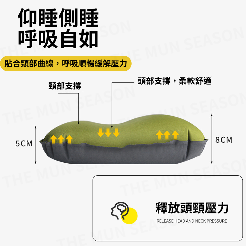 台灣現貨【QQ奶酪充氣海綿枕】露營戶外充氣枕✦自動充氣✦海綿枕頭✦旅行枕✦午睡枕✦快速充氣✦奶酪枕頭BA0005-細節圖6