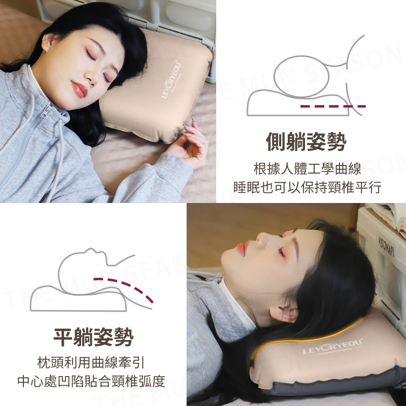 台灣現貨【QQ奶酪充氣海綿枕】露營戶外充氣枕✦自動充氣✦海綿枕頭✦旅行枕✦午睡枕✦快速充氣✦奶酪枕頭BA0005-細節圖7