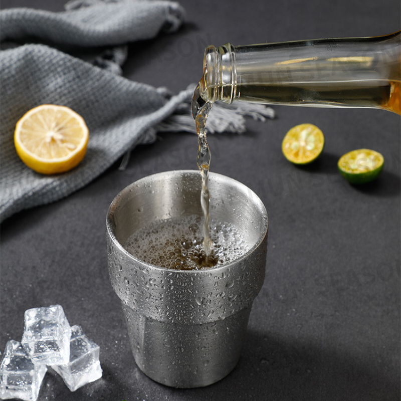 台灣現貨【304不鏽鋼雙層隔熱】不鏽鋼隔熱杯 輕巧防摔款 鋼杯 水杯 露營杯 可疊杯 耐摔飲料杯 不銹鋼杯 BA0007-細節圖8