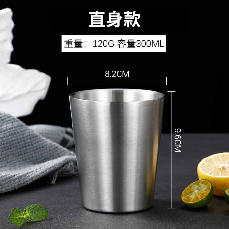 台灣現貨【304不鏽鋼雙層隔熱】不鏽鋼隔熱杯 輕巧防摔款 鋼杯 水杯 露營杯 可疊杯 耐摔飲料杯 不銹鋼杯 BA0007-規格圖8